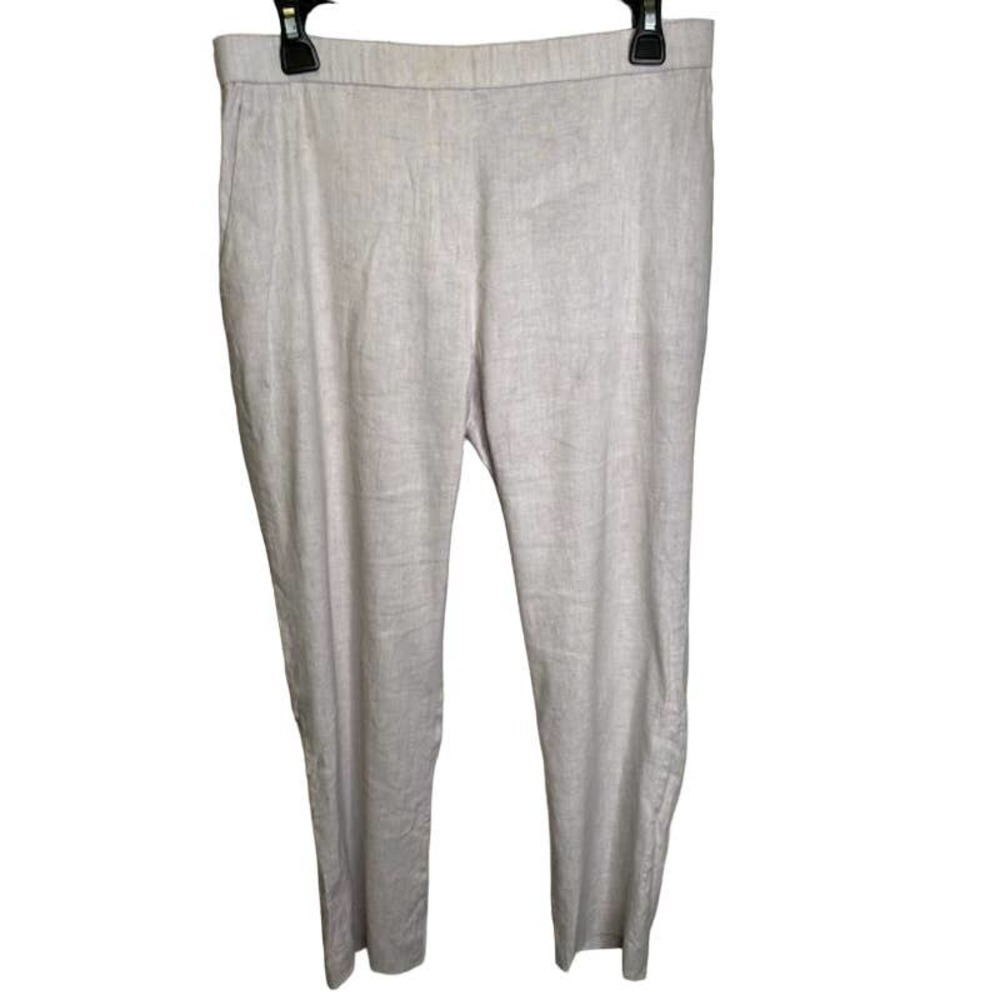 Theory Straight Cream Pull-On Pants Linen Blend Women Size 6